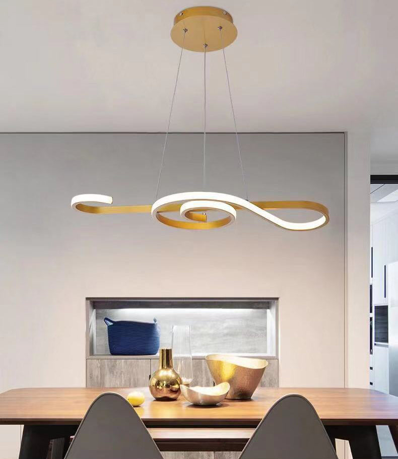Ultra-modern Musical Note Hanging Chandelier Aluminum Suspension Lighting with Hanging Cord for Living Room