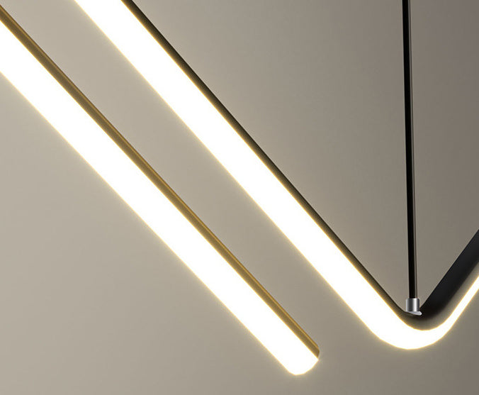 Lampada del lampadario rettilinea minimalista nordico Lampada a sospensione in metallo per il ristorante