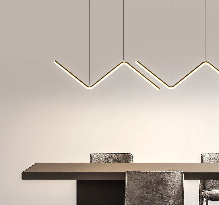 Nordic Minimalist Rectilinear Chandelier Lamp Metal Hanging Pendant Lights for Restaurant