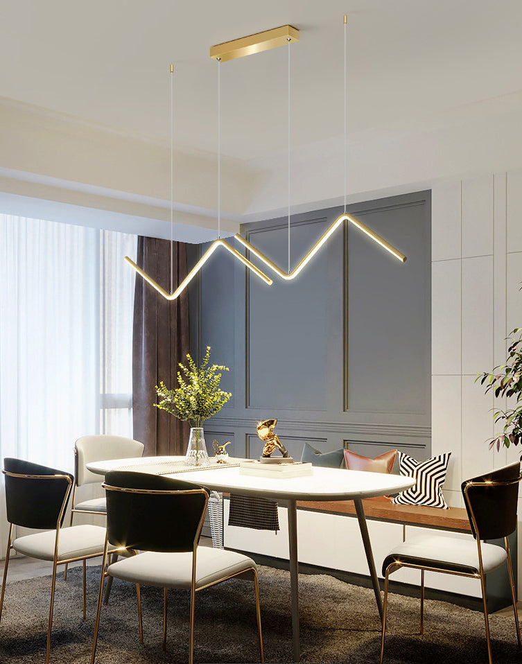 Nordic Minimalist Rectilinear Chandelier Lamp Metal Hanging Pendant Lights for Restaurant
