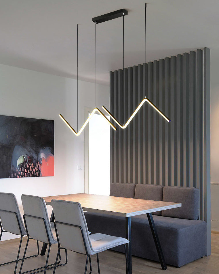 Nordic Minimalist Rectilinear Chandelier Lamp Metal Hanging Pendant Lights for Restaurant