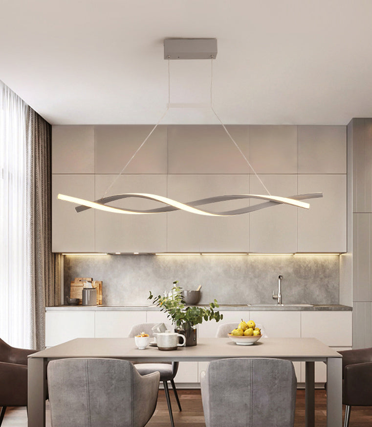 Moderne lineaire kroonluchter verlichtingsarmaturen Metallic Hanging Light Kit voor restaurant