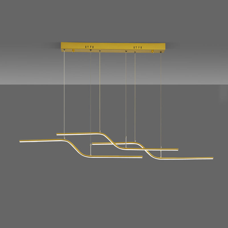 Ultra-modern Linear Hanging Chandelier Metallic Hanging Lamp with Hanging Cord for Restaurant