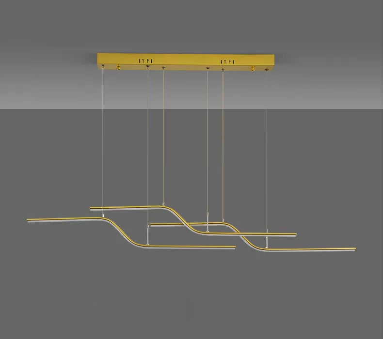 Ultra-modern Linear Hanging Chandelier Metallic Hanging Lamp with Hanging Cord for Restaurant