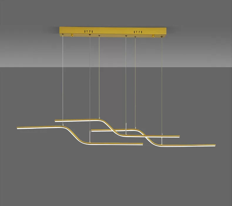 Ultra-modern Linear Hanging Chandelier Metallic Hanging Lamp with Hanging Cord for Restaurant