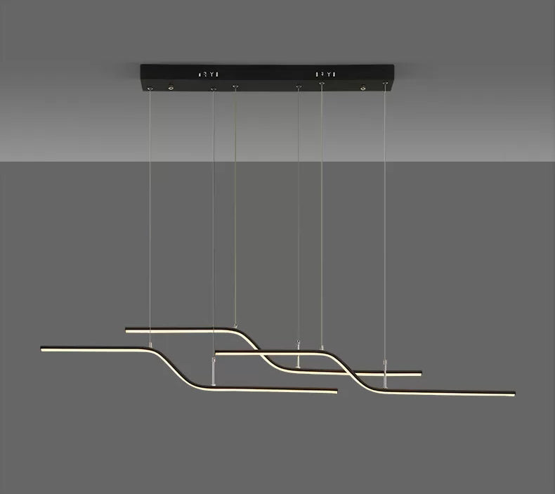 Ultra-modern Linear Hanging Chandelier Metallic Hanging Lamp with Hanging Cord for Restaurant