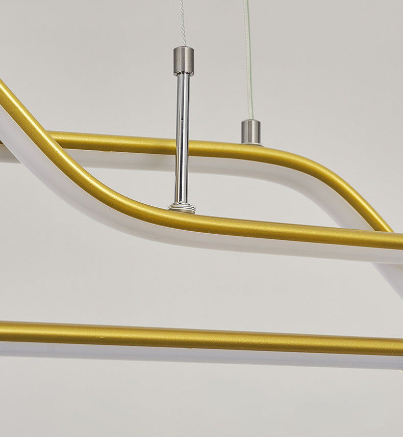 Ultra-modern Linear Hanging Chandelier Metallic Hanging Lamp with Hanging Cord for Restaurant