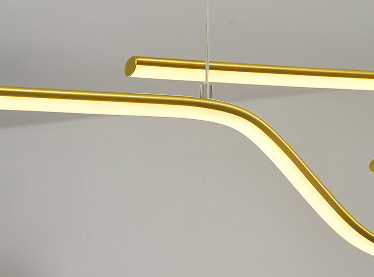 Ultra-modern Linear Hanging Chandelier Metallic Hanging Lamp with Hanging Cord for Restaurant