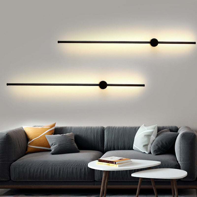 Simple Style Linear Wall Sconce Aluminum Sconce Wall Light in Black Finish