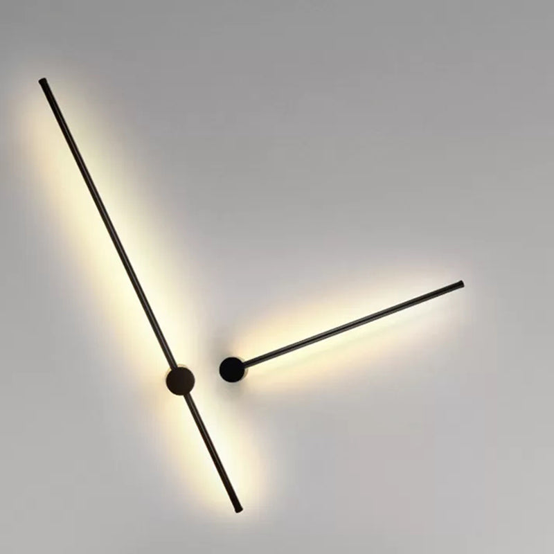 Simple Style Linear Wall Sconce Aluminum Sconce Wall Light in Black Finish