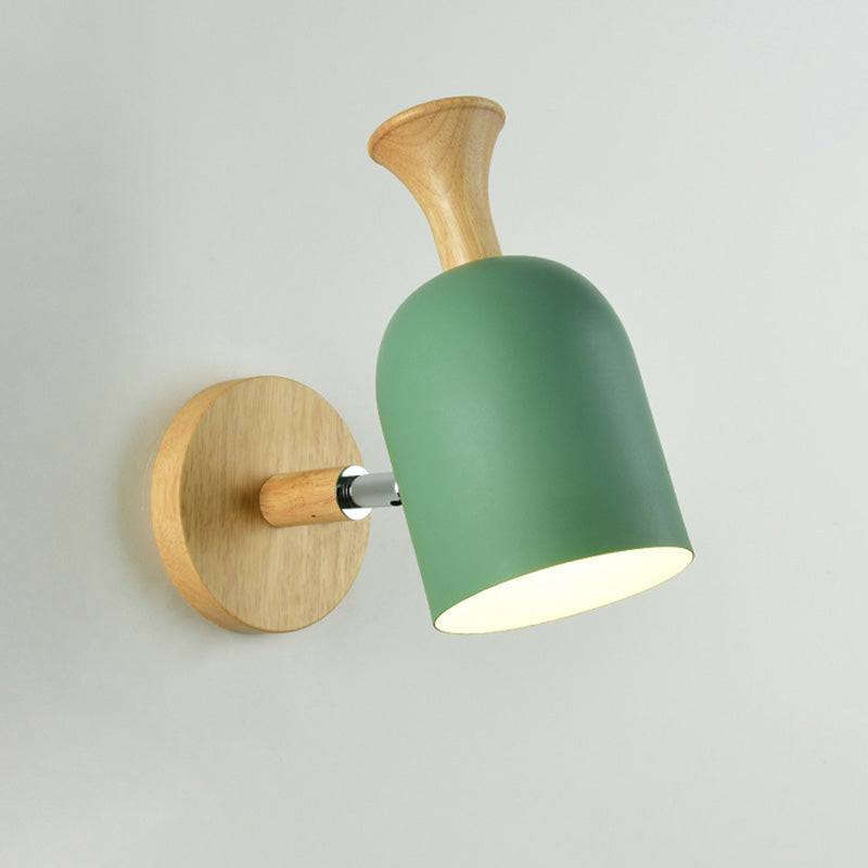 Nordic Macarons Style Dome Sconce Wall Light 1 Light Wall Sconce with Wood