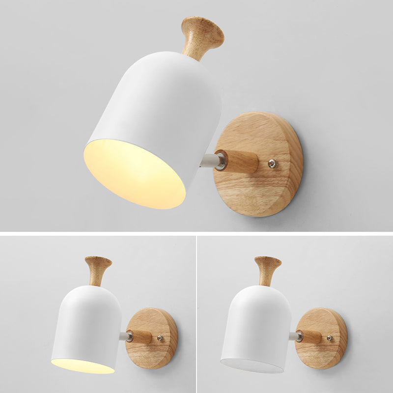 Nordic Macarons Style Dome Sconce Wall Light 1 Light Wall Sconce with Wood