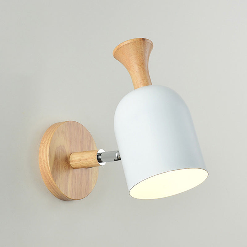 Nordic Macarons Style Dome Sconce Wall Light 1 Light Wall Sconce with Wood