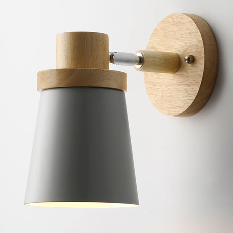 Nordic Macarons Style Dome Sconce Wall Light 1 Light Wall Sconce with Wood
