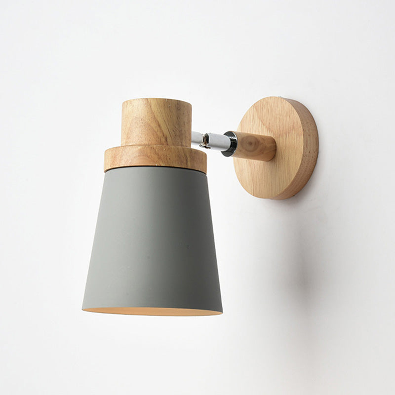 Nordic Macarons Style Dome Sconce Wall Light 1 Light Wall Sconce with Wood