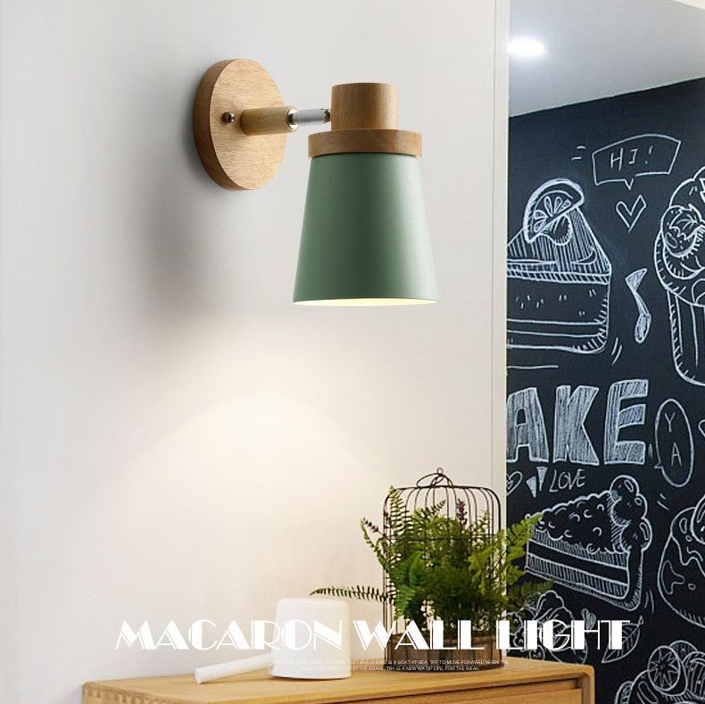 Nordic Macarons Style Dome Sconce Wall Light 1 Light Wall Sconce with Wood