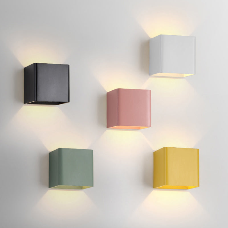 Mata rectangular de pared simple macarons estilo metal 1 apliques de luz