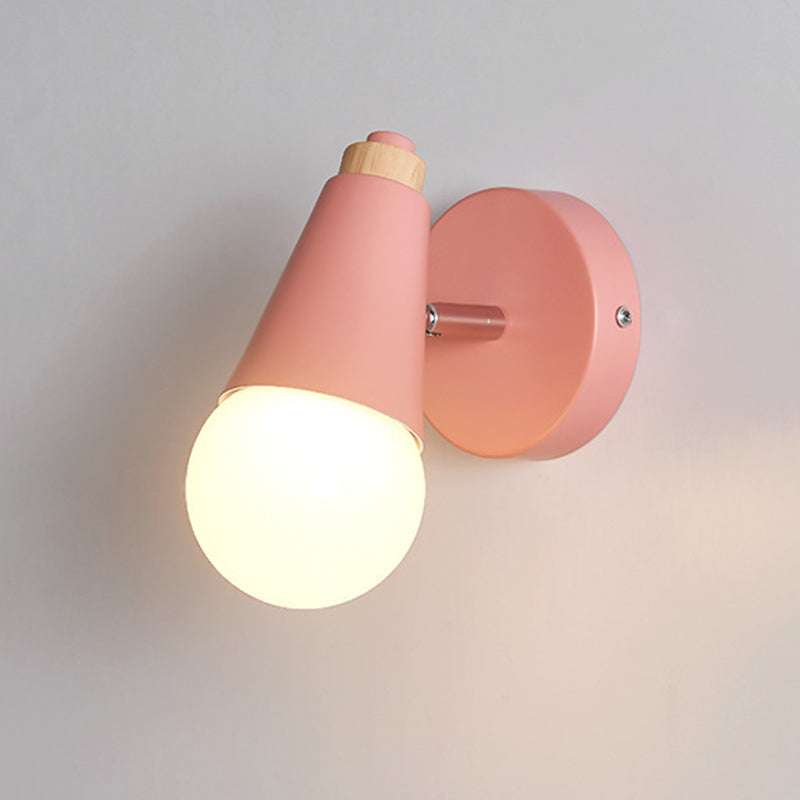 Ángulo ajustable 1 Luz de luz CONO Luz de pared Macaron Minimalista Metalista de metal de estilo