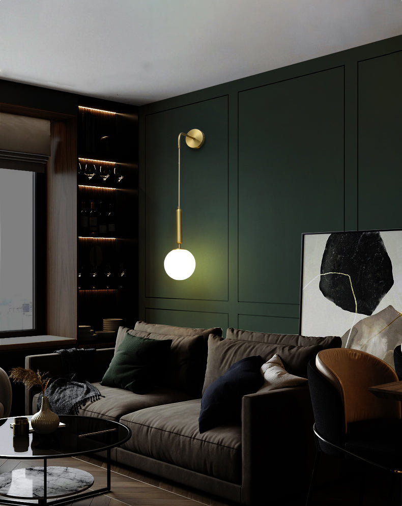 Globe Shaped Wall Sconce Modern Minimalist Style Glass 1 Light Sconces for Bedroom
