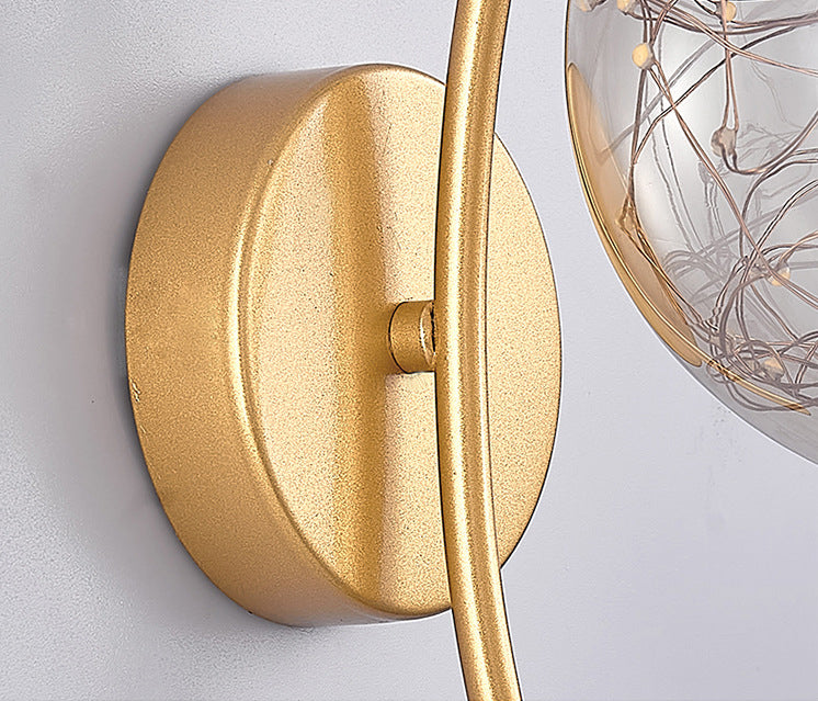 Spherical Wall Sconce with Antlers Nordic Luxury Style Glass Sconces for Living Room Bedroom