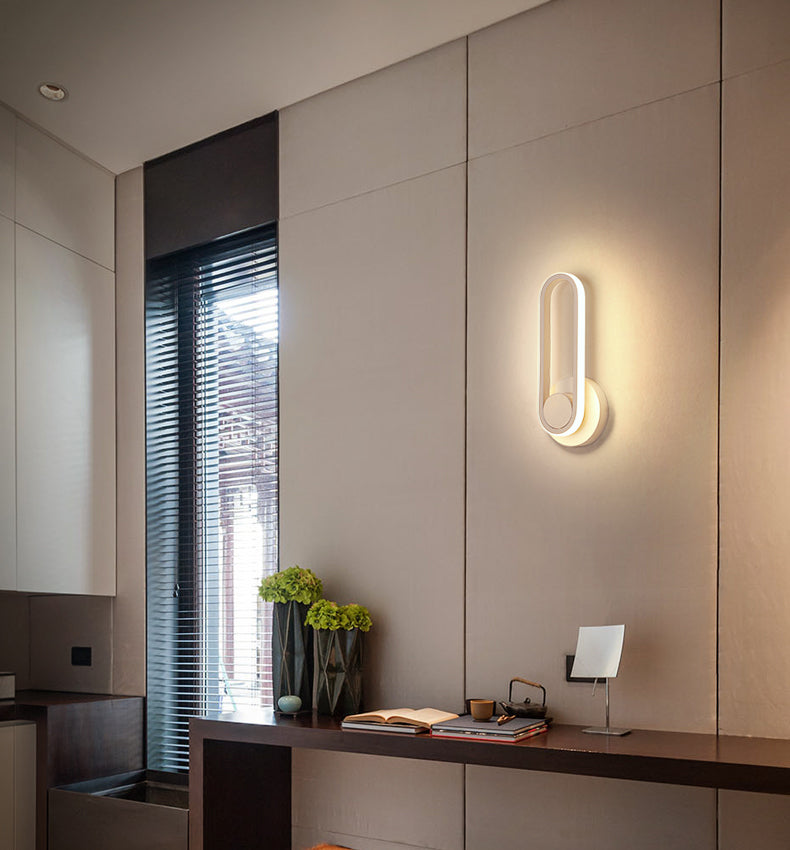 Oblate Wall Sconce Modern Minimalist Style Iron 1 Light Sconces