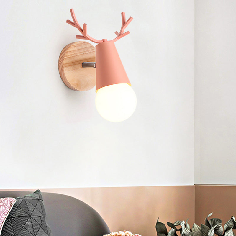 Nordic Macarons Style Wall Sconce Iron 1 Light Sconce Wall Light for Bedroom