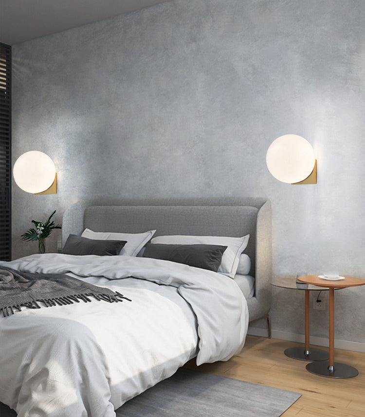 Luz de pared de matrimonio de 1 luces de 1 luces apliques de vidrio de estilo minimalista nórdico