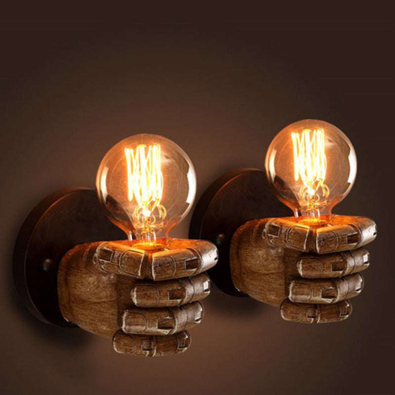 Retro Industrial Style Fist-shaped Wall Sconce Resin 1 Light Sconces for Bar Cafe