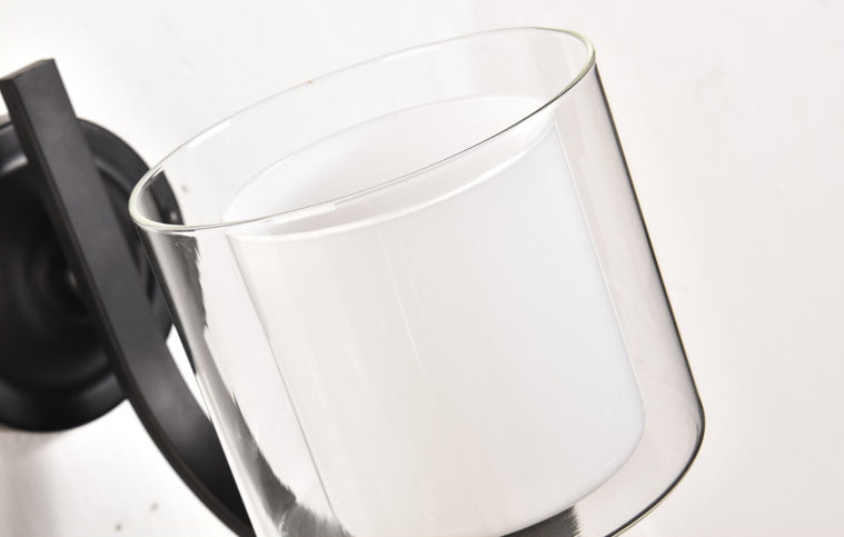 Cylinder Sconce Wall Light Nordic Minimalist Style Glass 1 Light Sconces for Living Room