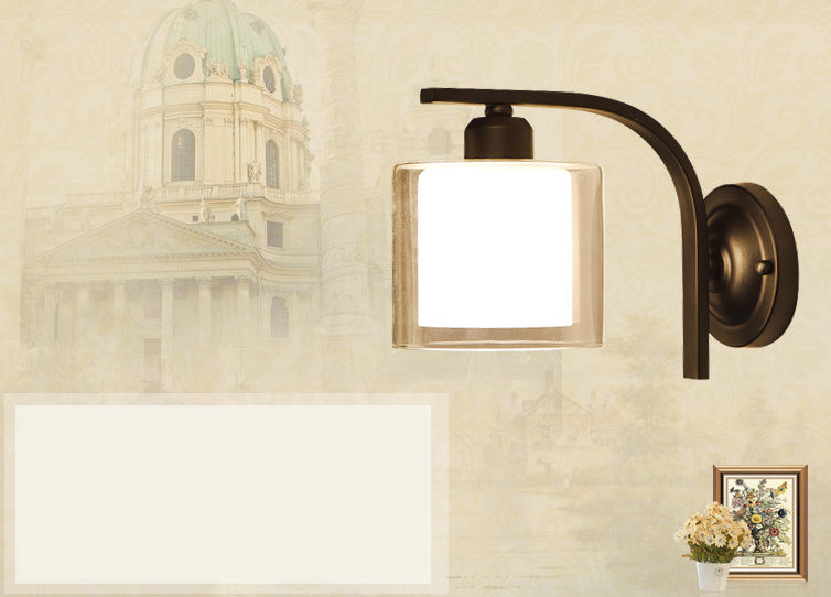 Cylinder Sconce Wall Light Nordic Minimalist Style Glass 1 Light Sconces for Living Room