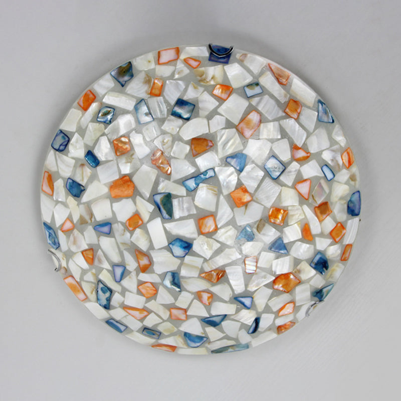 12"/16" W Colorful Bowl Ceiling Light Vintage Mosaic Glass 1 Bulb Flush Mount Ceiling Light in White