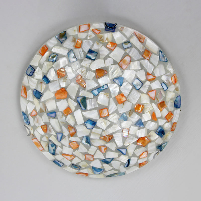 12"/16" B bunte Schüssel-Deckenleuchte, Vintage-Mosaikglas, 1-flammige Unterputz-Deckenleuchte in Weiß
