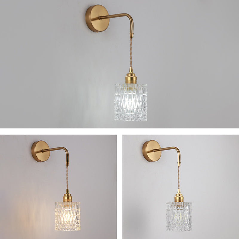 Cylindrical Sconce Light Fixture Nordic Light Extravagant Style Glass 1 Light Sconces