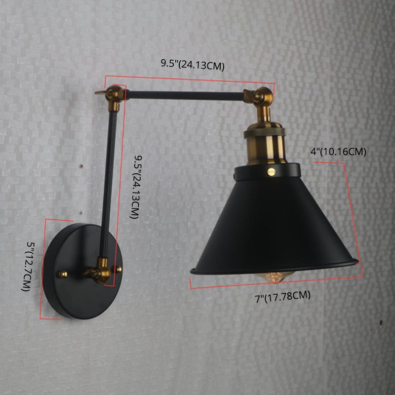 1-Light Cone Gnonce Lightture American Industrial Style Pichées en fer