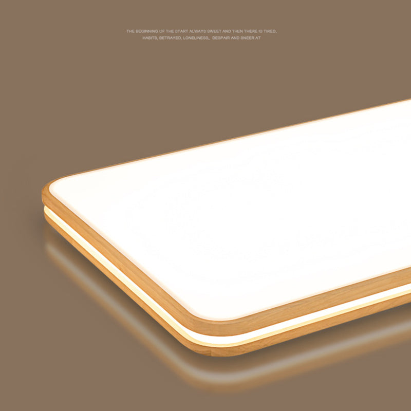 Rectangle Wooden Flushmount Lighting Modern Style LED Wood Flush Ceiling Light Fixture