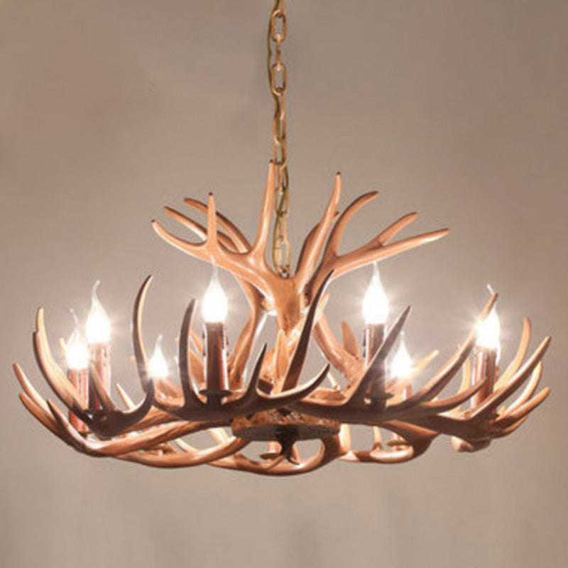 Adjustable Hanging Chain Chandelier Light Traditional Rustic Antler Plastic Ceiling Pendant for Restaurant