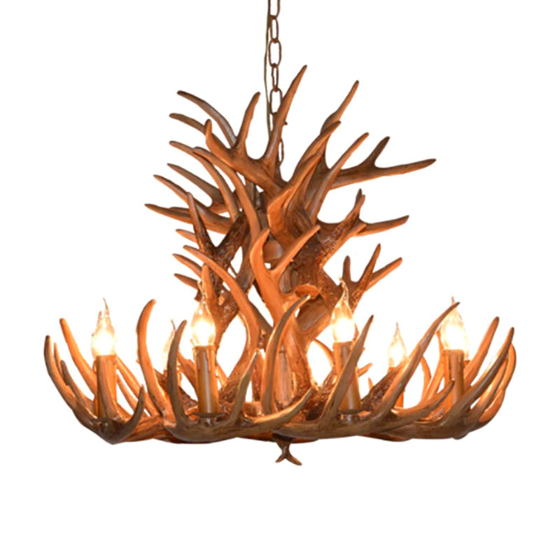 Adjustable Hanging Chain Chandelier Light Traditional Rustic Antler Plastic Ceiling Pendant for Restaurant