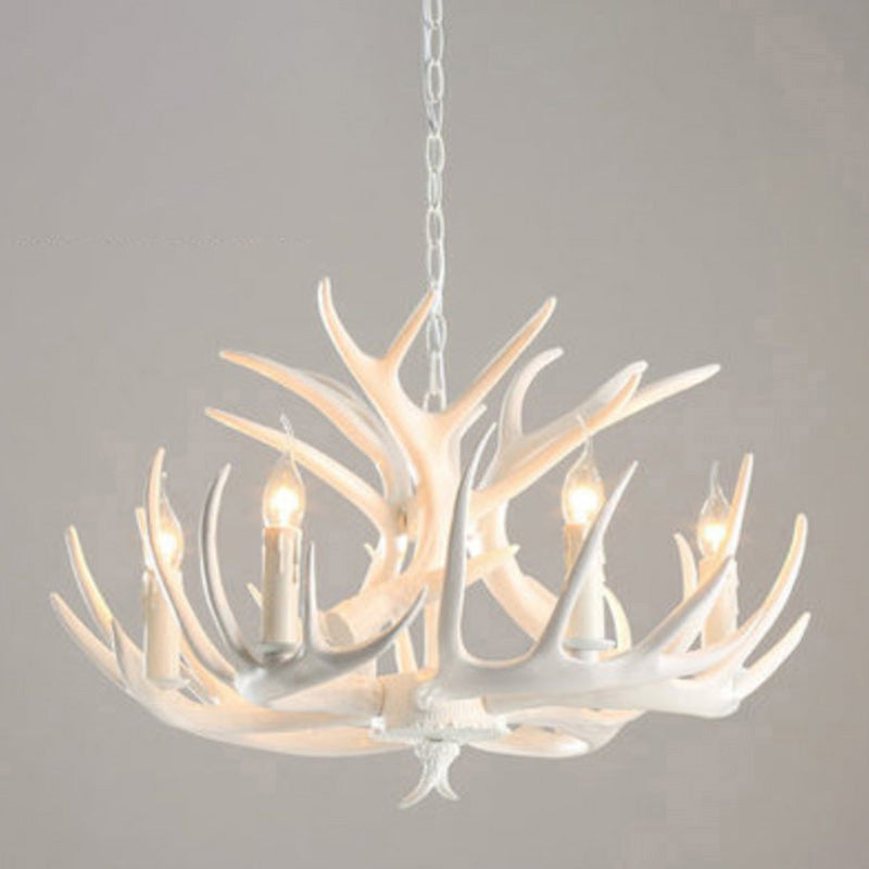 Adjustable Hanging Chain Chandelier Light Traditional Rustic Antler Plastic Ceiling Pendant for Restaurant