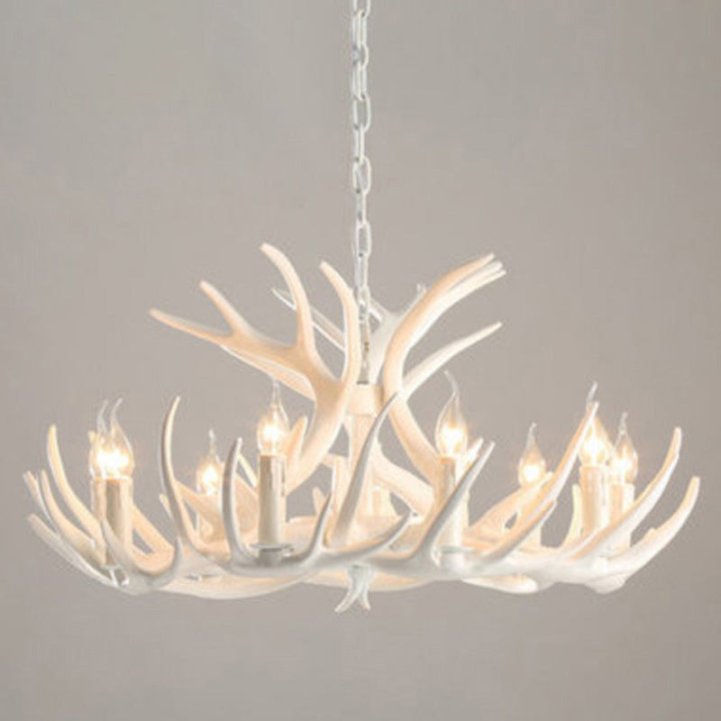 Adjustable Hanging Chain Chandelier Light Traditional Rustic Antler Plastic Ceiling Pendant for Restaurant