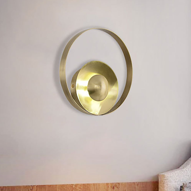 Circular Wall Lamp Colony Metal 1 Bulb Gold Sconce Light Fixture for Living Room