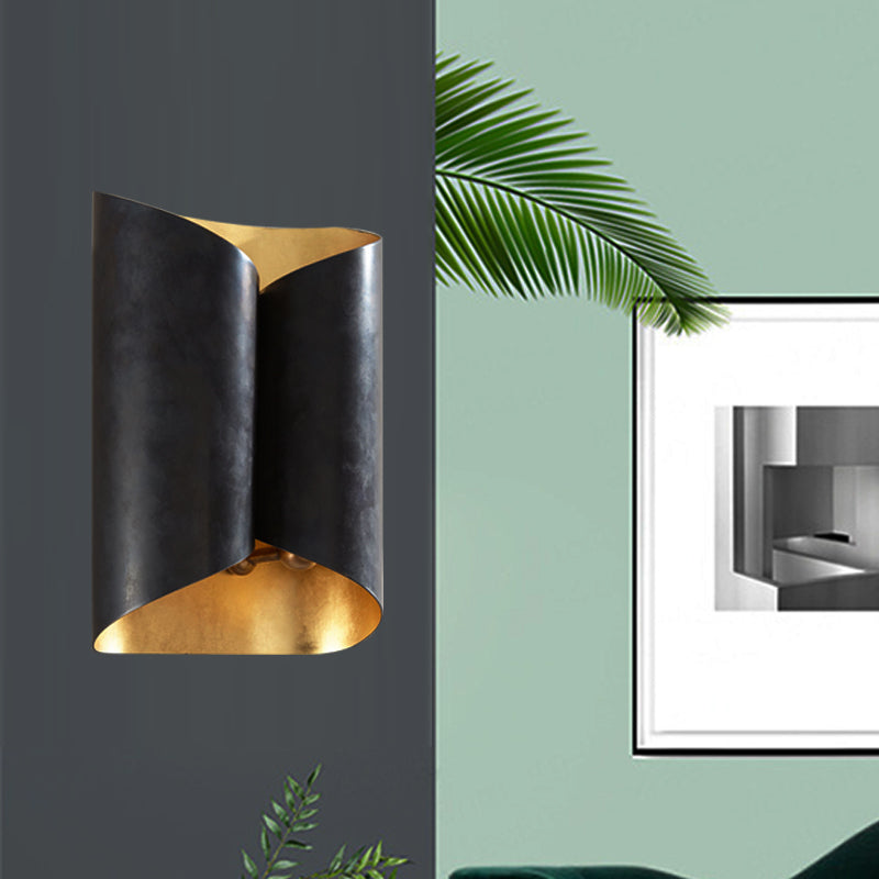 Lámpara de matrimres de desplazamiento de 2 luces lámparas de luz de pared de hierro negra y dorada simple