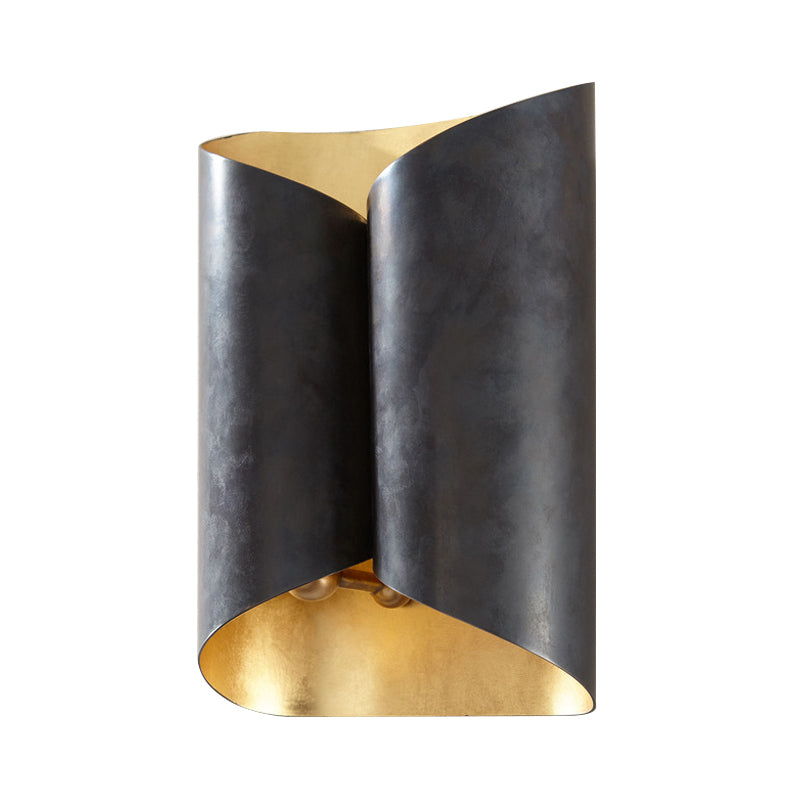 Lámpara de matrimres de desplazamiento de 2 luces lámparas de luz de pared de hierro negra y dorada simple