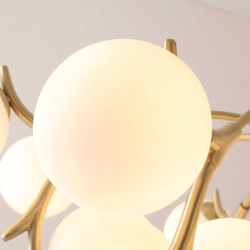 16-Light Branch Shape Chandelier Modern Linear Ceiling Light with Global Frosted Shade