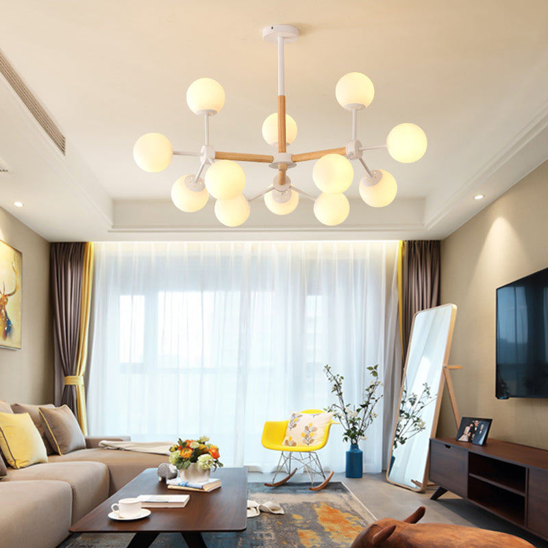 12-Light Linear Ceiling Light Modern Style Chandelier with Globe Shade