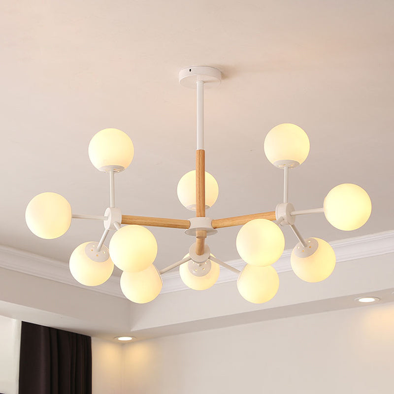 12-Light Linear Ceiling Light Modern Style Chandelier with Globe Shade