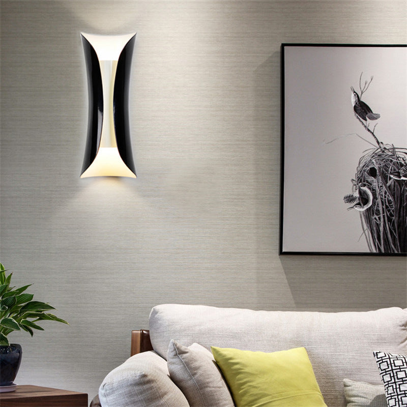 Metallic Black/White Wall Lamp Curved 2-Light Modernist Sconce Light Fixture, 13"/21"/30" H