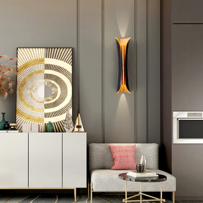 Modern Curl Sconce Light 13"/21"/30" Height 2 Lights Metallic Indoor Wall Lighting in Black