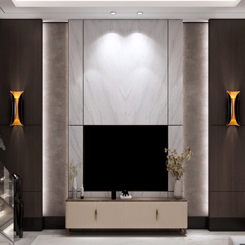 Modern Curl Sconce Light 13"/21"/30" Height 2 Lights Metallic Indoor Wall Lighting in Black