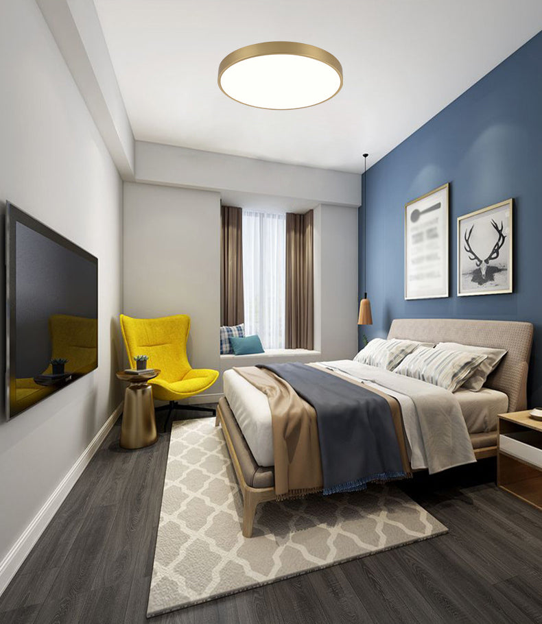 Gouden Ronde Minimalisme LED Plafond Licht Messing Moderne Stijl Woonkamer Verlichting Fixture