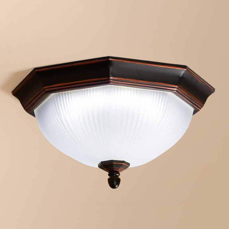 Glass Black Flush Mount Lamp Bowl LED Traditional Flush Mount Ceiling Lighting Fixture